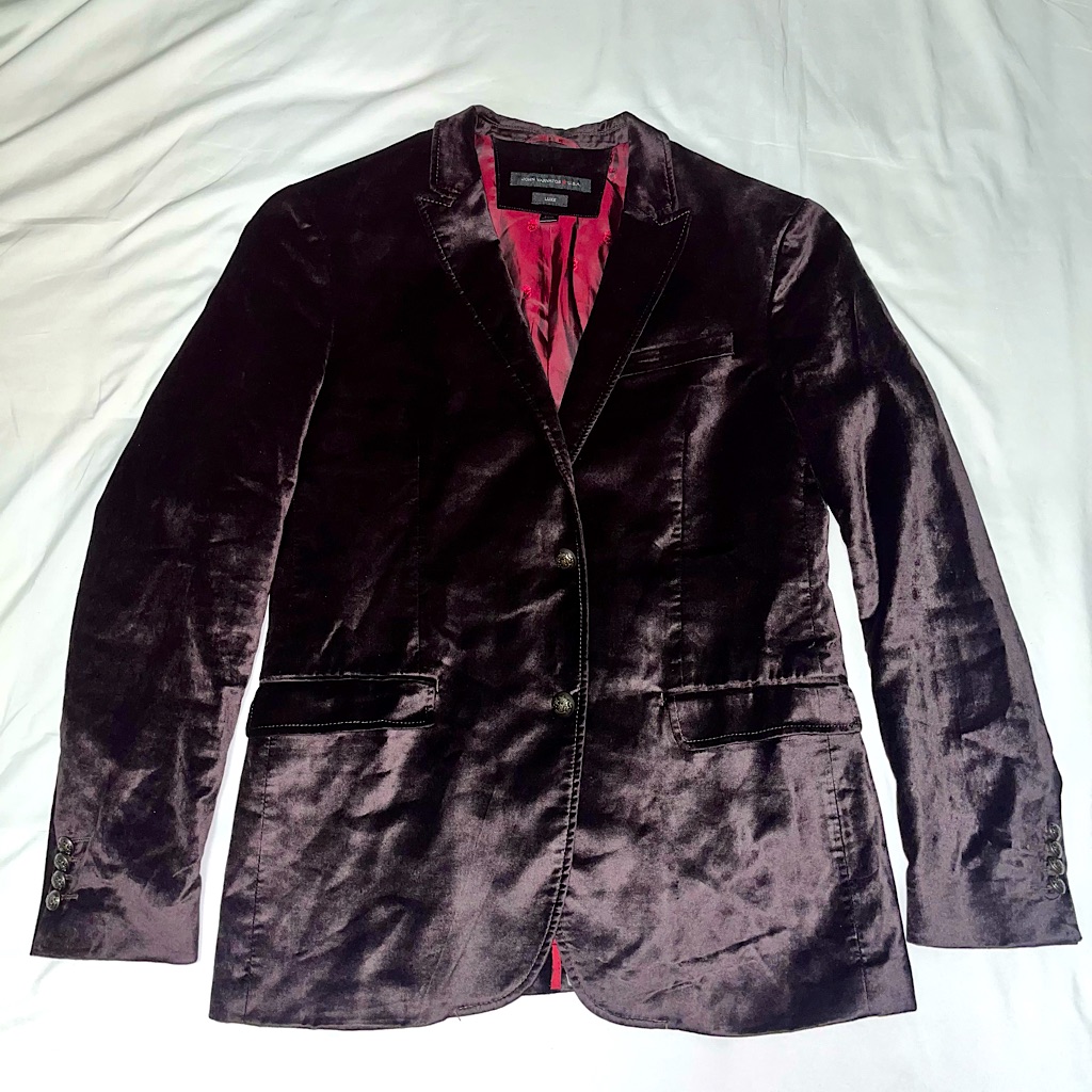 Drip! John Varvatos Dark Purple Velvet Suit Jacket Nwot Ret. $850 Large Unisex